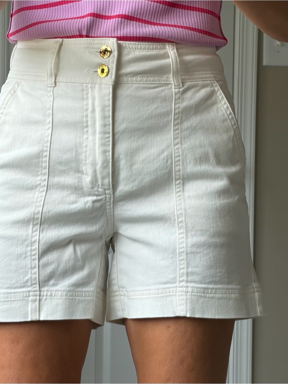 INC International Concepts White High-Waist Button Front Shorts